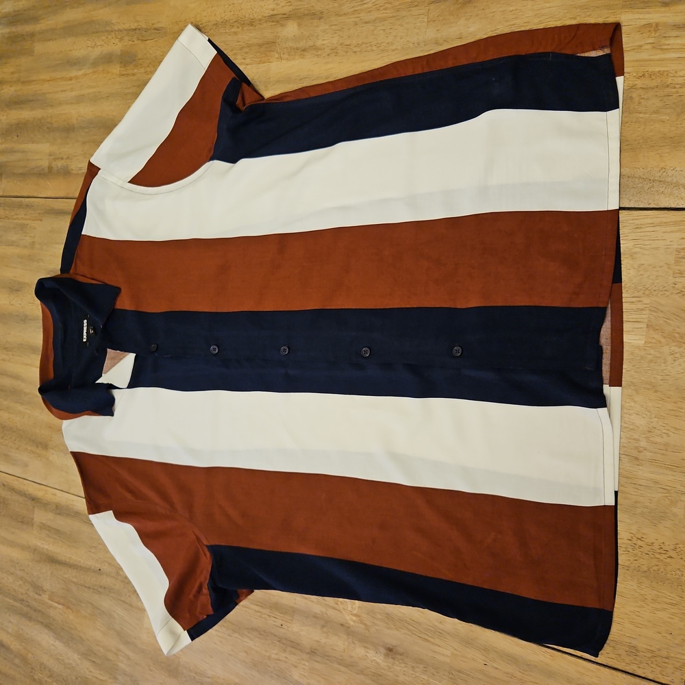 Color blocked Rayon button down by Express